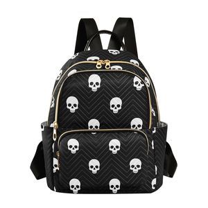 Mini Backpack Purse for Women Lightweight Girls Small Size Skulls School🐙